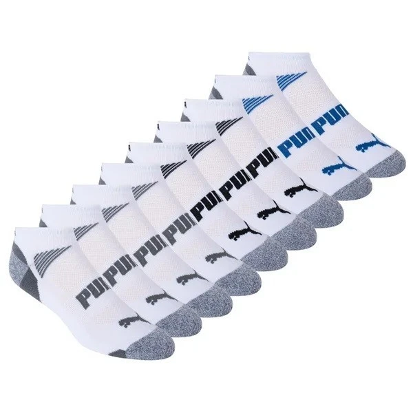 PUMA Men's No Show Sock, 10-pair, Black & White - Choose Your Color & Size.