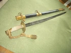 US Civil War Model 1852 Navy Officers Sword w/Scabbard,  Wide Blade 1852-1870