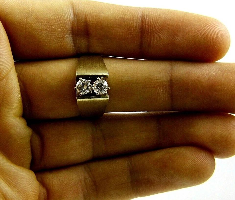 Natural Round 2 Diamond Solitaire Lady's Wide Ring Band 14k Yellow Gold .80Ct - Image 4 of 4