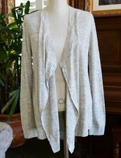 NWT Ann Taylor LOFT Linen blend Tweed Drapey women's Open Cardigan Top Sz XS