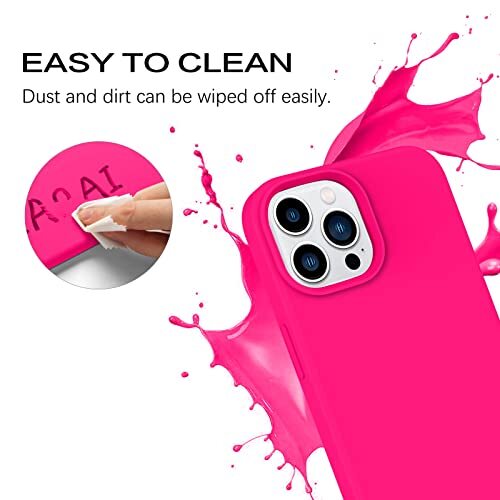 for iPhone 14 Pro Max Case, Soft Silicone Gel Rubber Bumper T026-Hot Pink - Picture 6 of 7