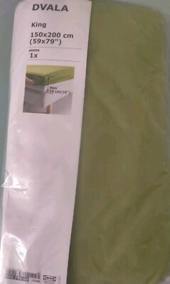 Ikea Dvala Spannbettlaken Baumwolle UK-Größe - King Size (150 x 200) - GRÜN