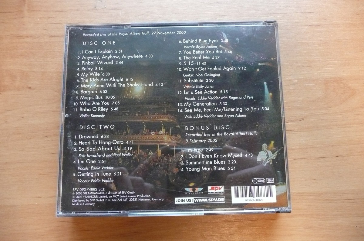 3CD THE WHO - LIVE AT THE ROYAL ALBERT HALL / STEAMHAMMER