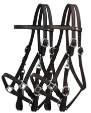 Leather Halter Bridle Combination w/ 7' Leather Split Reins