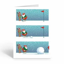 Snowball Putting Christmas Card - Sports Christmas Cards - 10003