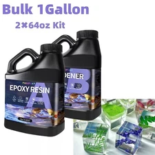 Crystal Clear Bulk 1 Gallon Kit Epoxy Resin No Bubble easy mixing - (2X 64OZ)