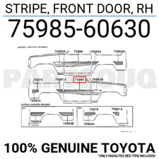 7598560630 Genuine Toyota STRIPE, FRONT DOOR, RH 75985-60630