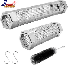 Pellet Smoker Tube Set 6" & 12" Stainless Steel BBQ Wood Smoker Tube with Brush