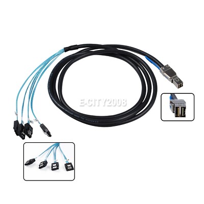 MINI SAS HD SFF-8644 with IC to 4 Ports SATA 7P Straight Server Hard Drive Cable
