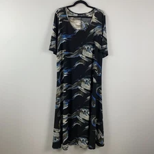 Attitudes by Renee Como Jersey Elbow Sleeve Maxi Dress Size 2XP Multicolor