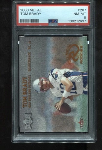 Tom Brady Rookie 2000 Fleer Metal #267 Patriots RC Card NFL PSA 8