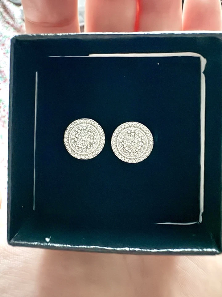 White Gold Rhodium Over Sterling Silver.102 CTW Diamond Designer Earrings.102CTW - Image 4 of 4