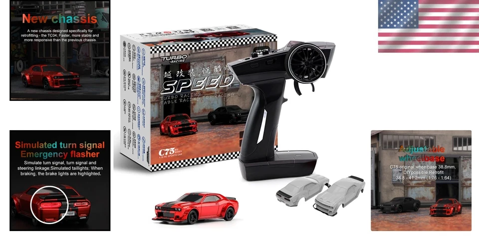 TurboRC Mini Sports Car 4CH 2.4GHz RTR Kit - Red - Image 2 of 4