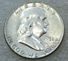 1951 Franklin Half Dollar AU Frosty Bright Luster in saflip #E307
