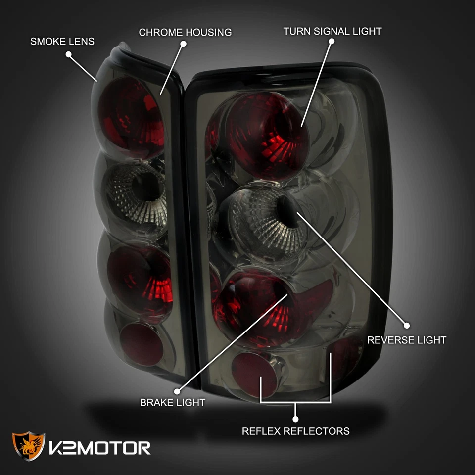 Fits 2000-2006 Chevy GMC Yukon Denali Tahoe Suburban Tail Lights Lamps Smoke Foto 3 de 4