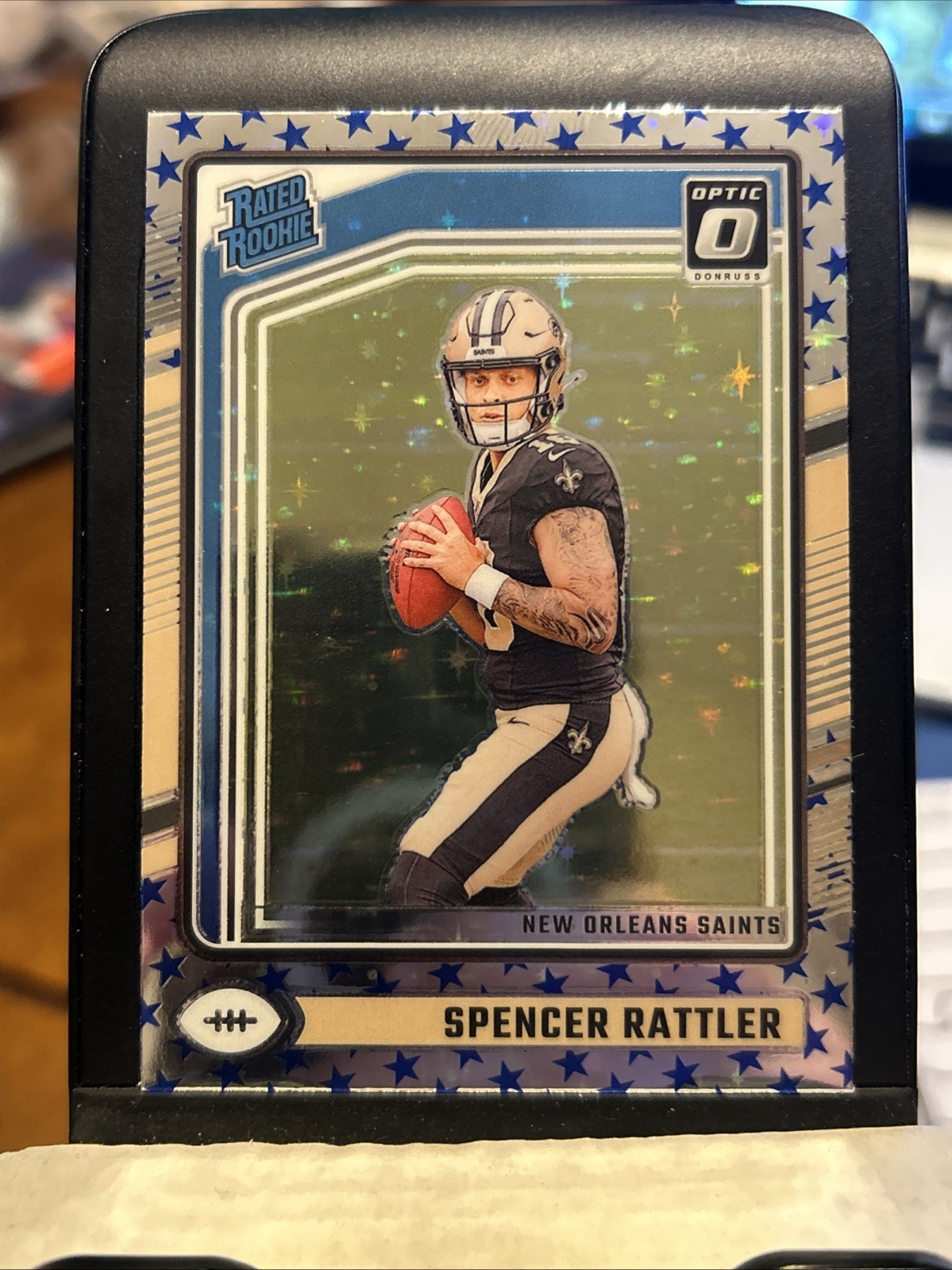 2024 Donruss Optic Spencer Rattler Rated Rookie Blue Stars Holo SP #289 RC