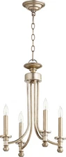 Quorum Rossington Chandelier, 4-Light, 240 Total Watts, Aged Silver Leaf