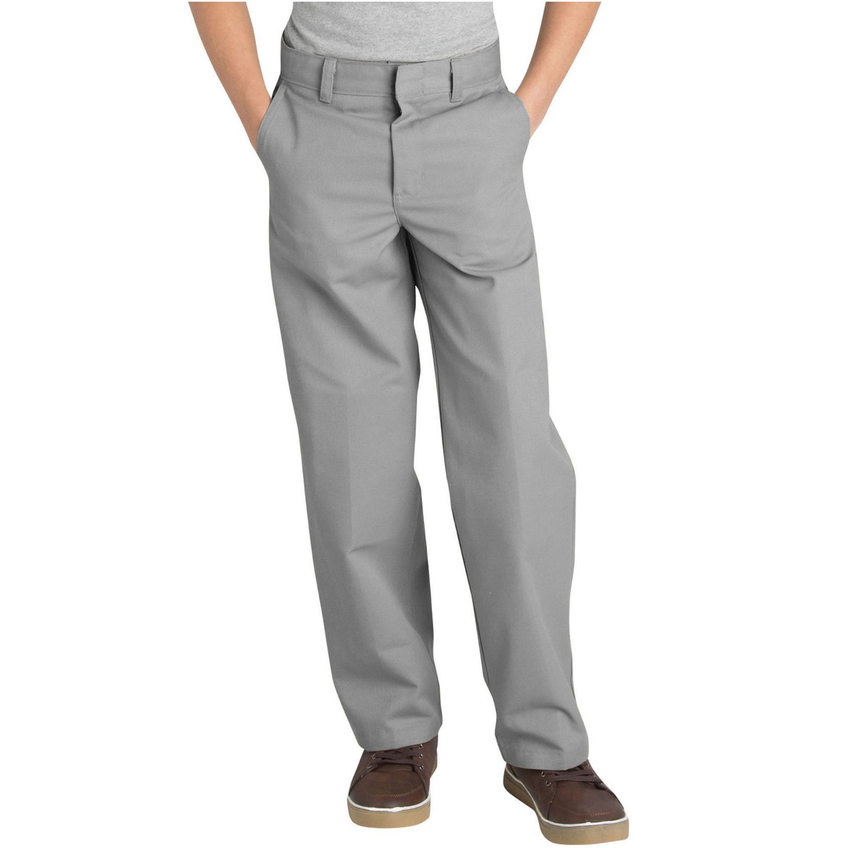 Dickies Boys Silver Gray Pant Flat Front 56562-SVG School