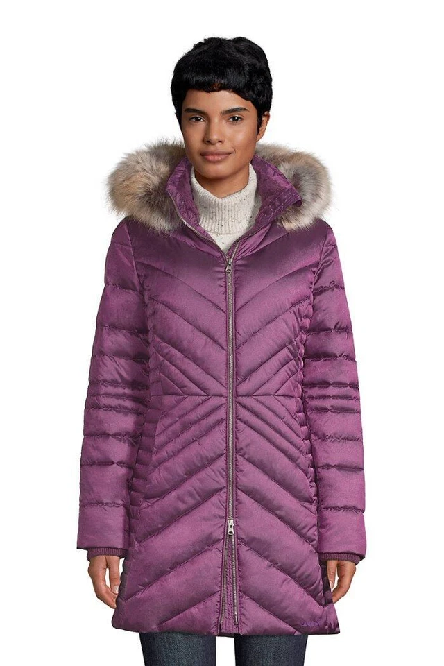 Abrigo con Capucha Acolchado de Felpa Aislado Morera Lands' End S (6-8) Nuevo con Etiquetas $220