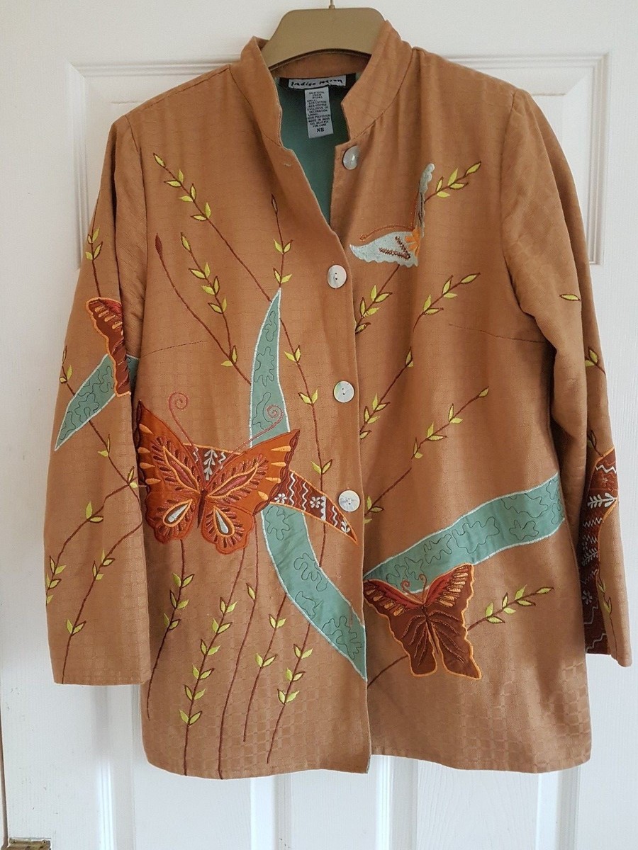 ジャケット・アウター THERE Moon Shiner size40 indigo Indigo Moon Jacket - Sze XS- GOLD wth BUTTERFLIES - Stunning