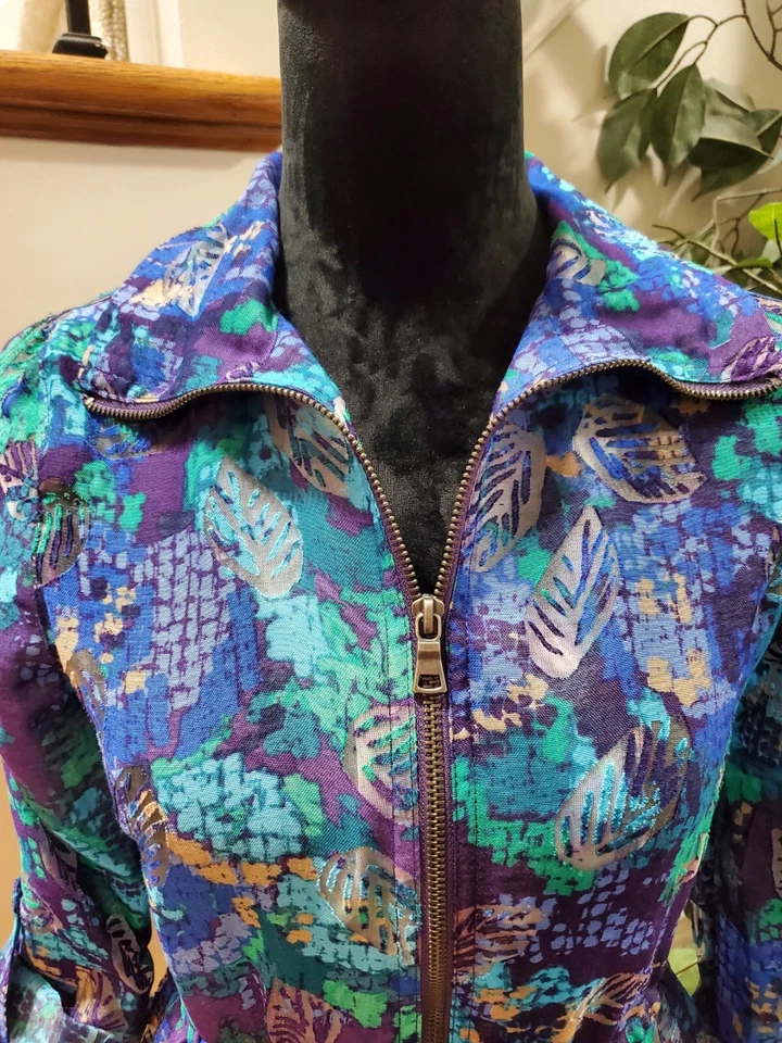 Ruby Rd. Women's Purple Rayon Long Sleeve Full Zip Front Casual Jacket Size 6P - Image 3 of 4