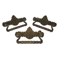 Antique Victorian Era Drawer Pull Set Art Nouveau Style Hardware