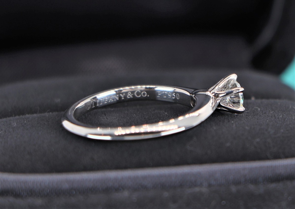 $3,750 Tiffany & Co Solitaire Platinum VVS1 .36ct Round