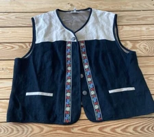 Vintage Daller Landmode Women’s Linen button up vest size 48 Black E7