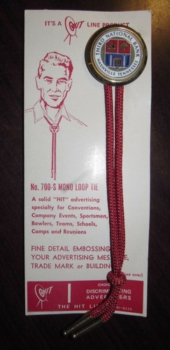 1969 Third National Bank of Nashville, TN Mono Loop Bolo Tie Hit Line Product - 第 1/3 張圖片