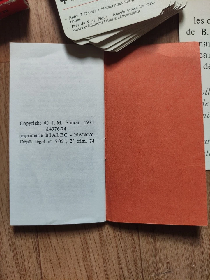 LIVRET ORANGE 1e édt CARTOMANTIC 2e trim 1974 Ancien jeu de cartes divinatoire - Photo 2/4