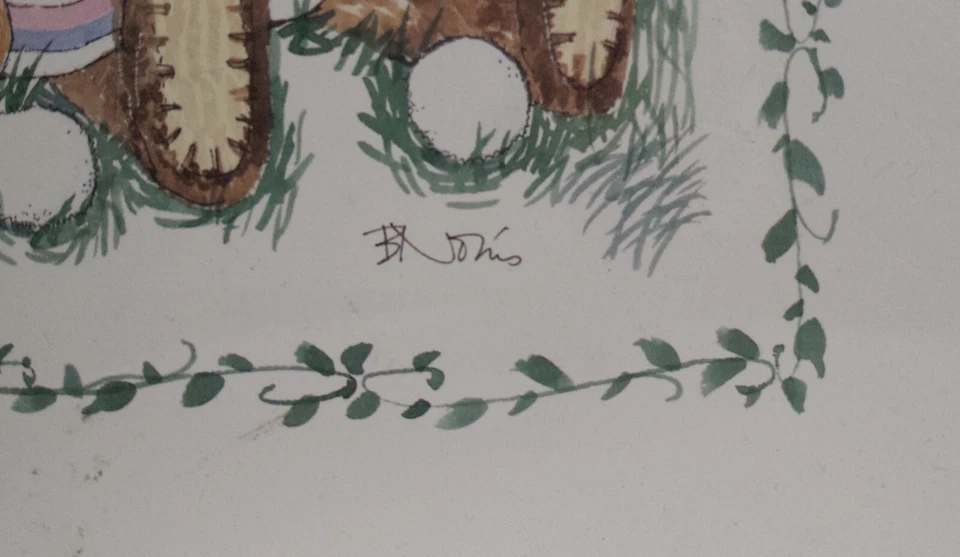 Vtg Teddy Bear Art Print 10 x 8 Love Match Tennis Theme 1996 B Norris Sealed - Image 4 of 4