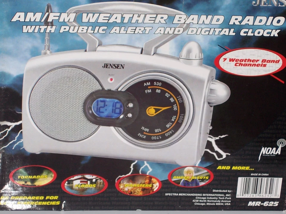 Jensen Weather Band Public Alert Radio & Blue backlit LCD clock Storm Siren - Image 2 of 4