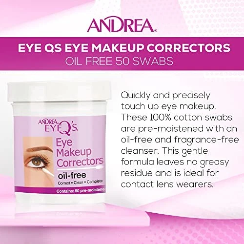 Correctores de maquillaje Andrea Eye Q's sin aceite 50 hisopos pre humedecidos Estados Unidos Foto 2 de 4