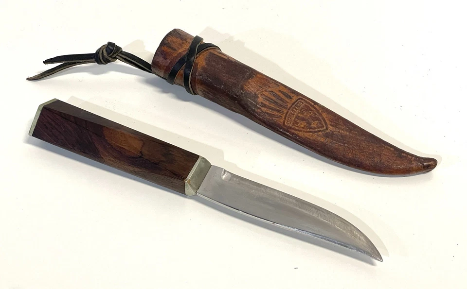 Cuchillo Helle Bard vintage con funda de cuero Noruega Foto 2 de 4