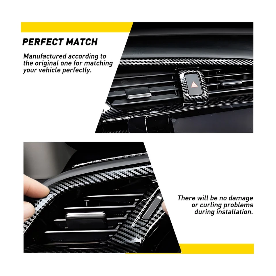 Funda de ventilación de aire de tablero de instrumentos ABS de fibra de carbono para Honda Civic 10th 2016-2020 Foto 3 de 4