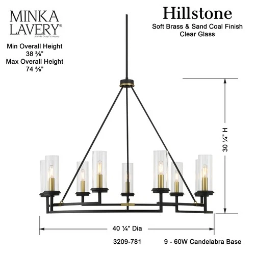 Minka Lavery 3209 Hillstone 9 Light 40"W Pillar Candle Style - Sand Coal / Soft - Picture 6 of 8