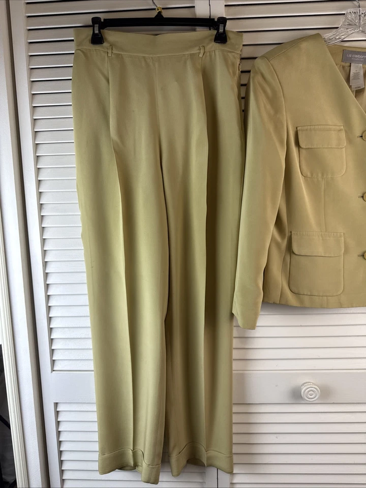 Chaqueta y pantalón traje Liz Caliborne seda tostada talla 10 colección para mujer” Foto 3 de 4