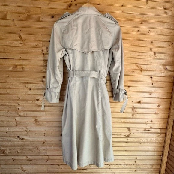 London туман Тренч вневременной дизайн желтовато-коричневый женский размер 8P винтажный Normcore - Изображение 3 из 4