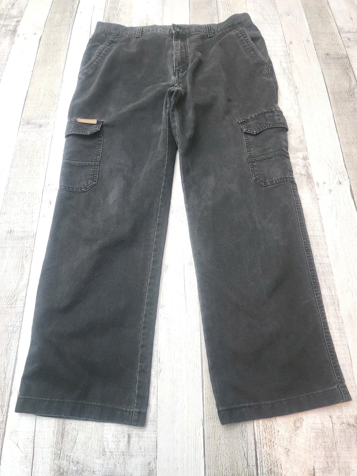 Jeep Light Canvas Faded Black Cargo Pants Men's 35x28(tag 36)