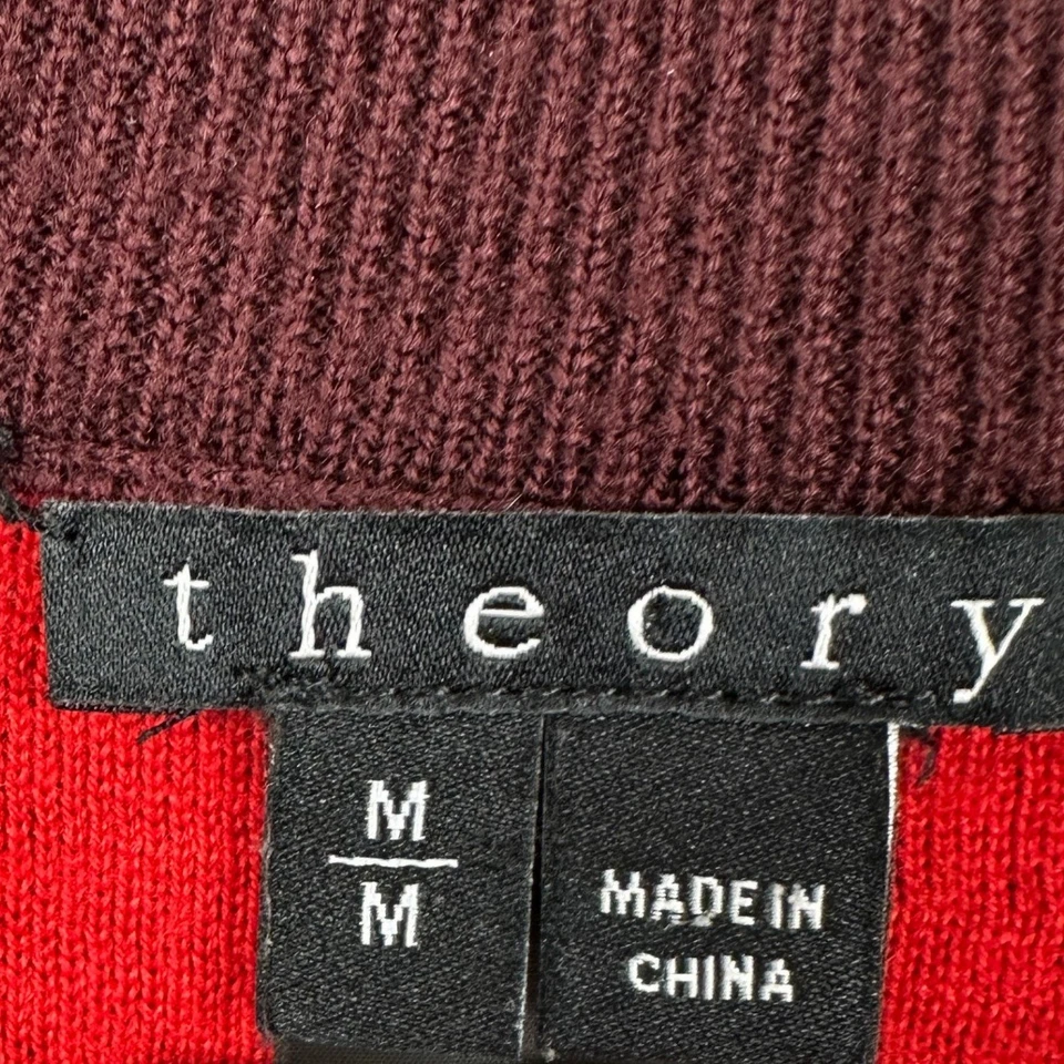 Theory Wool Blend Vest Sweater Womens Medium Maroon Sleeveless V-Neck Stretch - Image 3 of 4