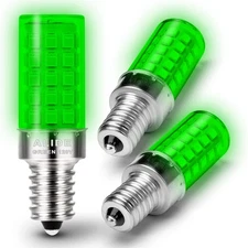 E12 LED Candle Green Light Bulb,4W, 40Watt Equivalent E12 Small Base C7 T6 Gr...