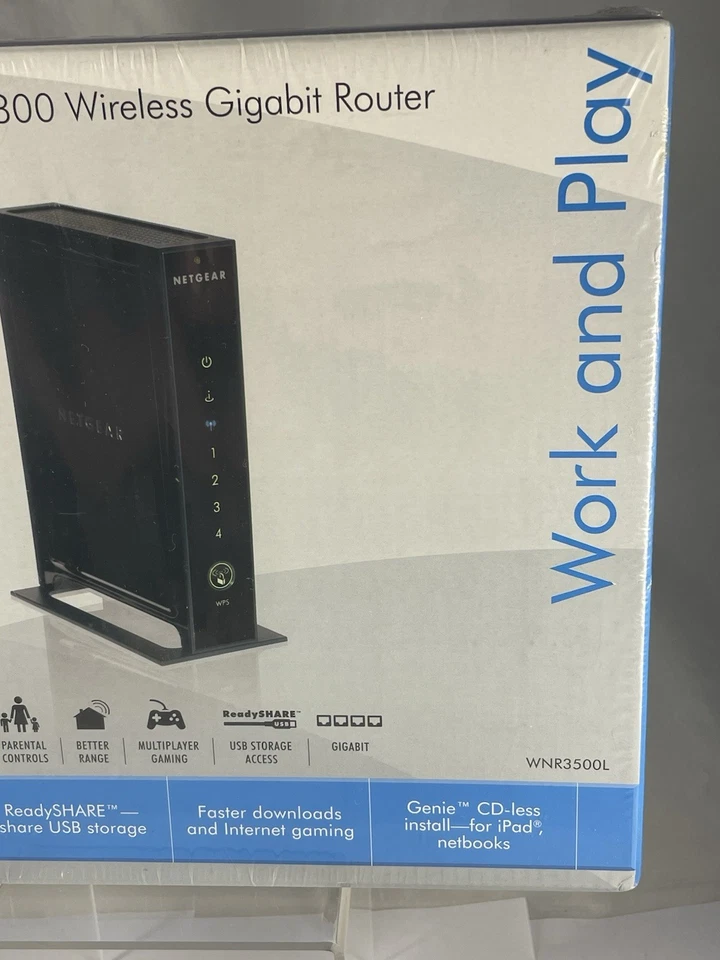 Netgear N300 Wireless Gigabit Router WNR3500L 606449064988 NEW SEALED - Image 3 of 4