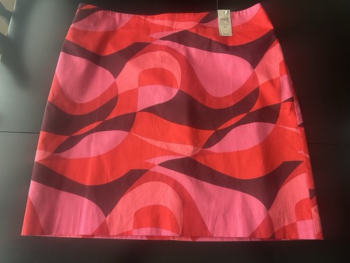 Ann Taylor Skirt 16 Pink Red Purple Mod Geometric Lined NWT $79 - Imagen 2 de 13