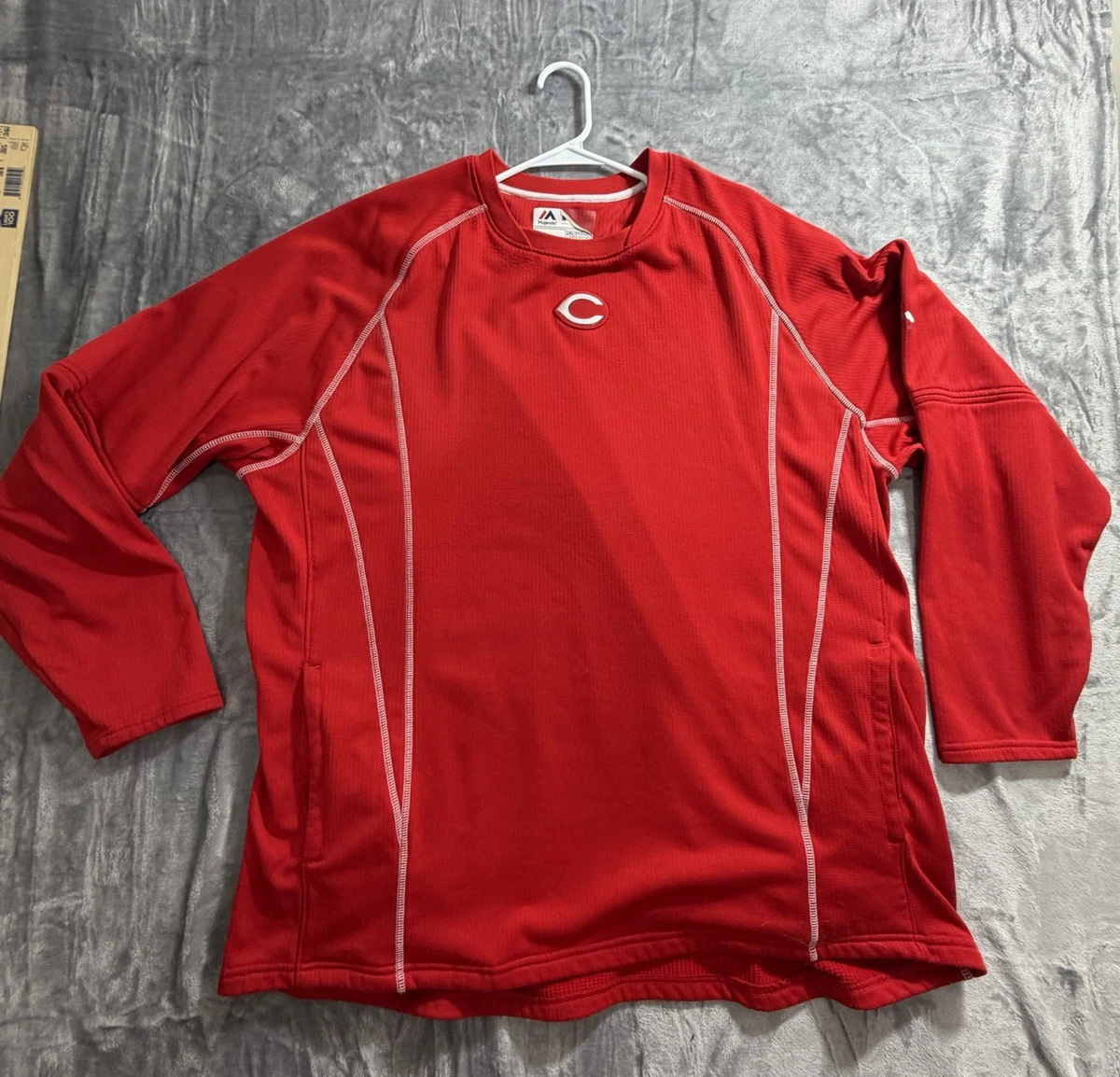 Chemise Pull Polaire Majestic Cincinnati Reds – Rouge, Taille XL/2XL, MLB