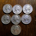washington quarters.  40s 50s 60s  Dates. D P Mint  90% Silver lot  of  7.