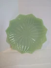 Anchor Hocking Fire King Lotus Blossom Leaf Plate Green 8" Vintage Lovely
