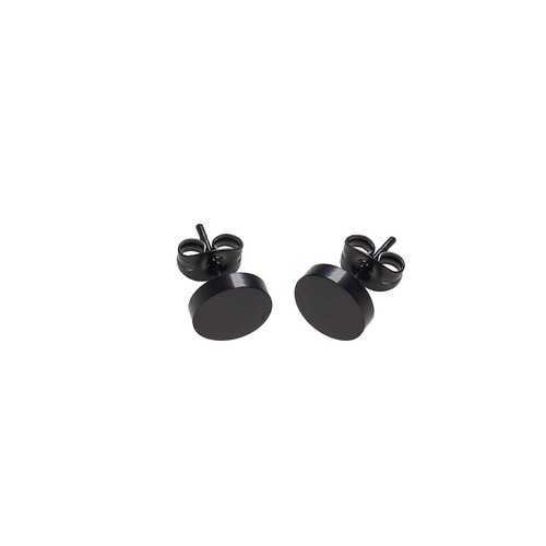 Aretes redondos negros de acero inoxidable para hombre mujer - accesorio 6/12 piezas - Imagen 11 de 12