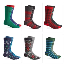 Club Room Men's 2-Pack Christmas Crew Socks, Choose Pattern, Volume Discount