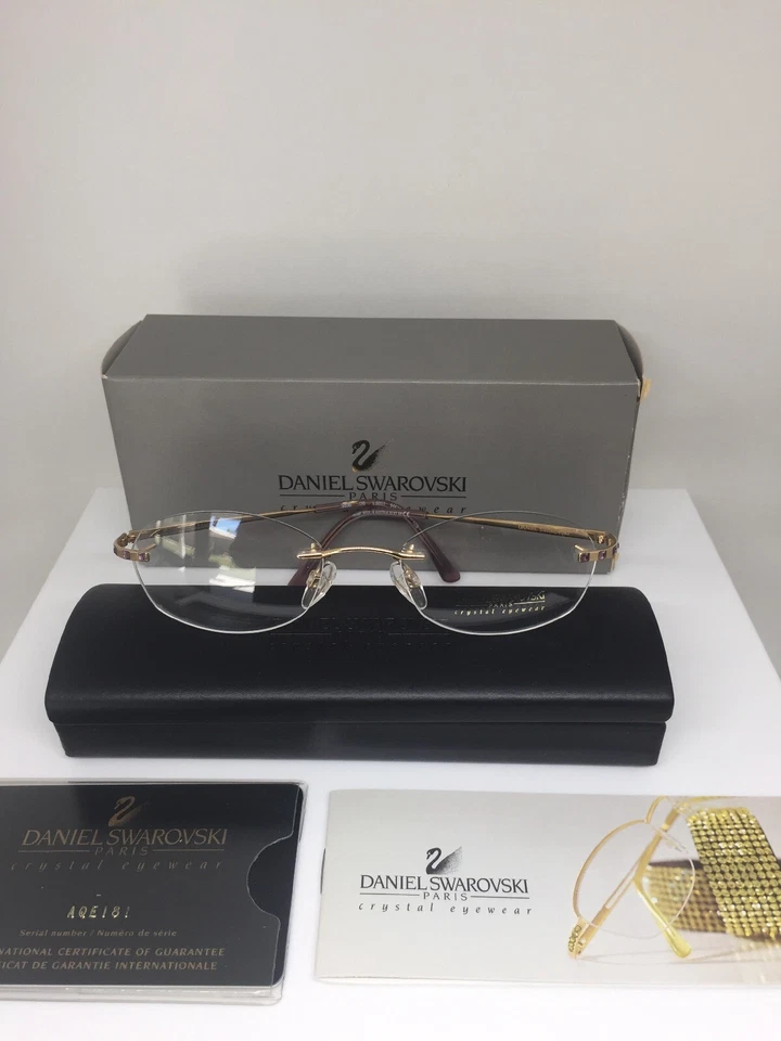 复古 Daniel Swarovski S 036 无框眼镜 C. 6051 23KT GP 水晶奥地利 — 第 3/4 张图片