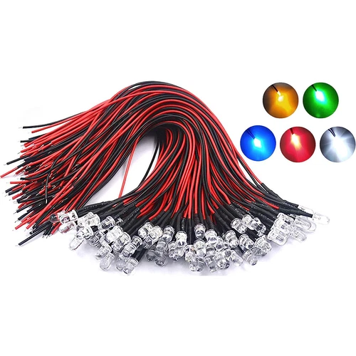 100 x 3 mm vorverdrahtet DC 5 V-12 V Micro LED Leuchten emittierende Dioden Mini Birnen Lampe - Bild 13 von 26